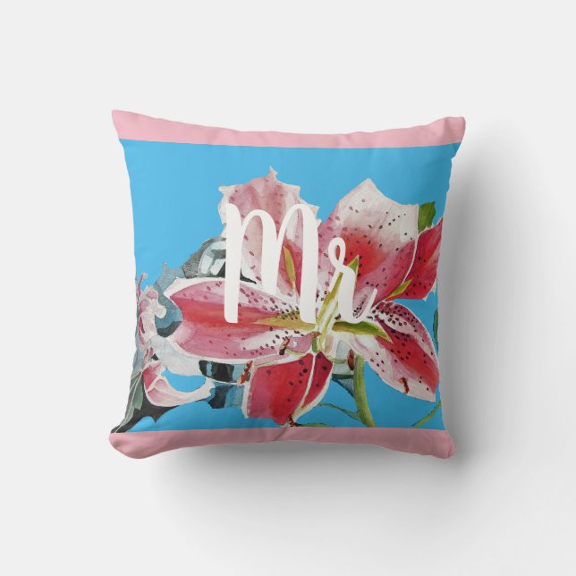 Cojín Decorativo Boda floral Mister Lirio Rosa Decoración Cushion (Anverso)