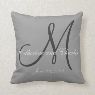 Cojín Decorativo Boda gris del monograma