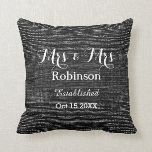 Cojín Decorativo Boda Lesbiana Personalizada De Blanco Y Negro