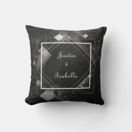 Cojín Decorativo Boda negro elegante geométrico de aplastamiento ce