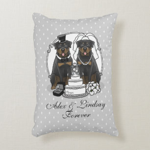 Cojín Decorativo Boda Pareja Rottweilers Bride y Groom Dogs