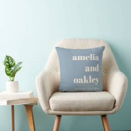 Cojín Decorativo Boda personalizada minimalista y atrevida en azul