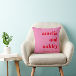 Cojín Decorativo Boda personalizada minimalista y atrevida en rosa 