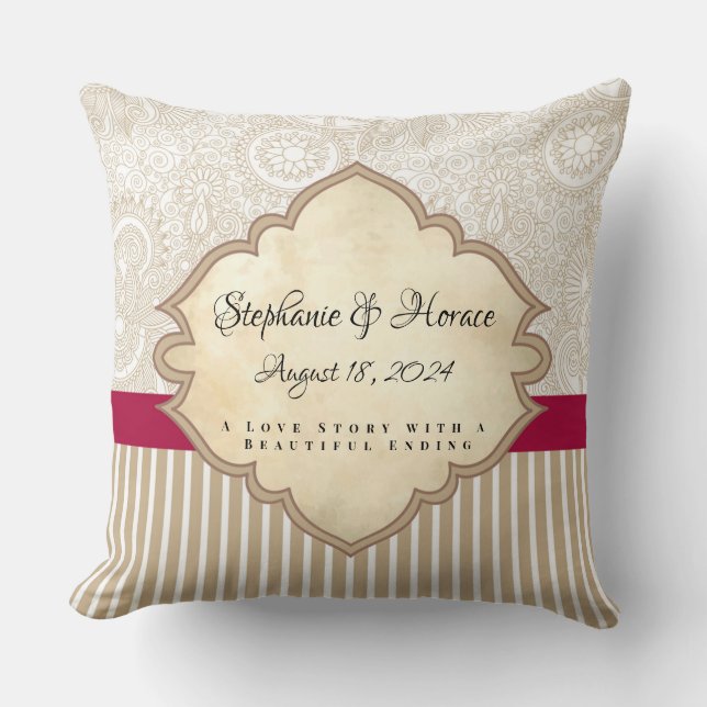 Cojín Decorativo Boda Personalizar parejas de Keepsake (Anverso)