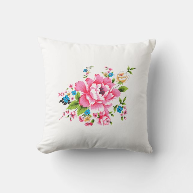 Cojín Decorativo Boda Pink Peony ramo de flores (Anverso)