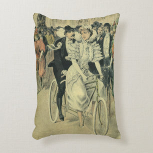 Cojín Decorativo Boda victoriana novia y bicicleta recién casada Gr
