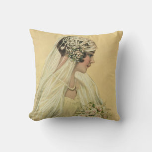 Cojín Decorativo Boda Vintage, retrato nupcial de novia victoriana