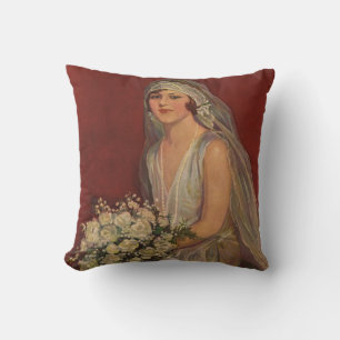 Cojín Decorativo Boda Vintage, retrato nupcial de novia victoriana