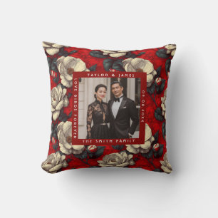 Cojín Decorativo Bodas Retro Inspiradas en Hermosas Gardenias Rojas