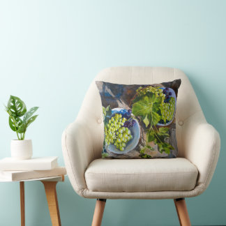 Cojín Decorativo Bodegón de Uva Verde Pintura