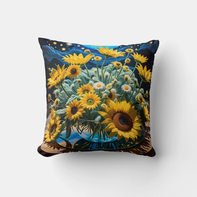 Cojín Decorativo Bodegón Flores y Noche 1 - 001 (Anverso)