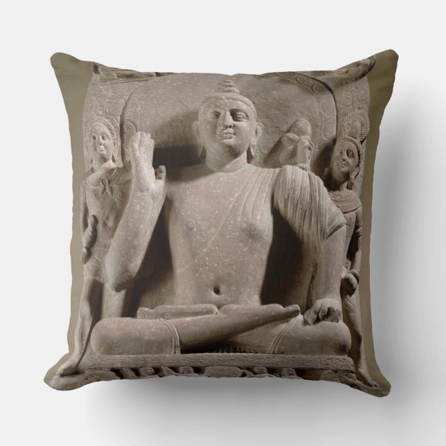 Cojín Decorativo Bodhisattva asentado, Mathura (piedra arenisca (Anverso)