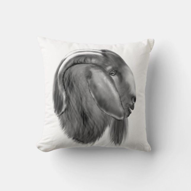 Cojín Decorativo Boer Got Sketch Herd Name Goat Pillow (Anverso)
