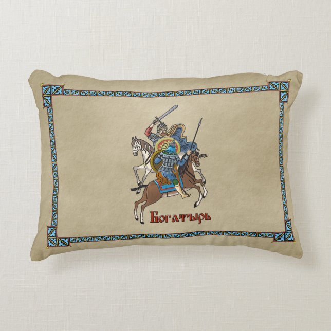 Cojín Decorativo Bogatyr ruso medieval (Anverso)