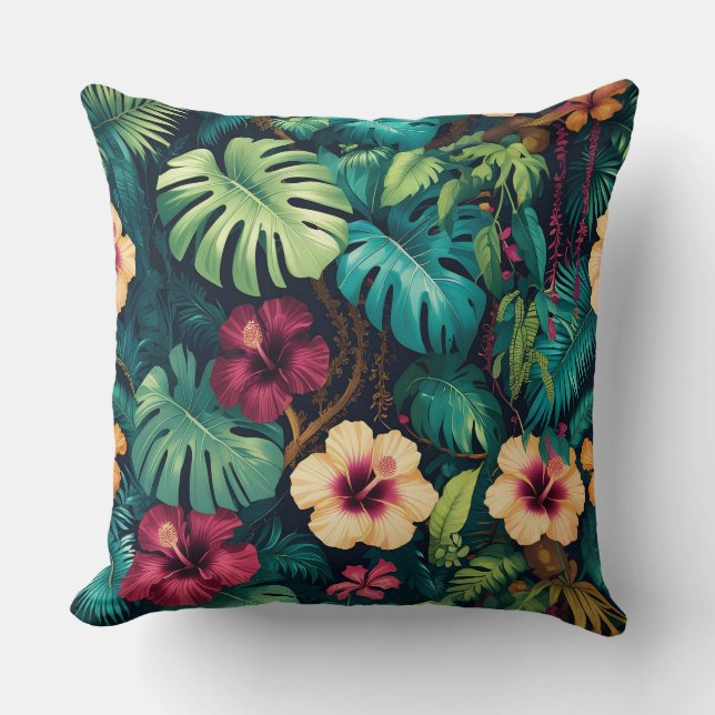 Cojín Decorativo Bohemian Botanical Jungle | Lush Tropical Plant &  (Anverso)