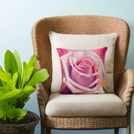 Cojín Decorativo Bohemio Floral Rosa Moderno y Audaz Arte 