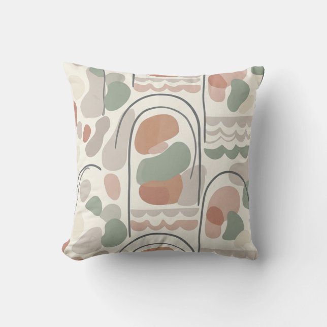Cojín Decorativo Boho Abstract Organic Shape Pillow - Earthy Terrac (Anverso)
