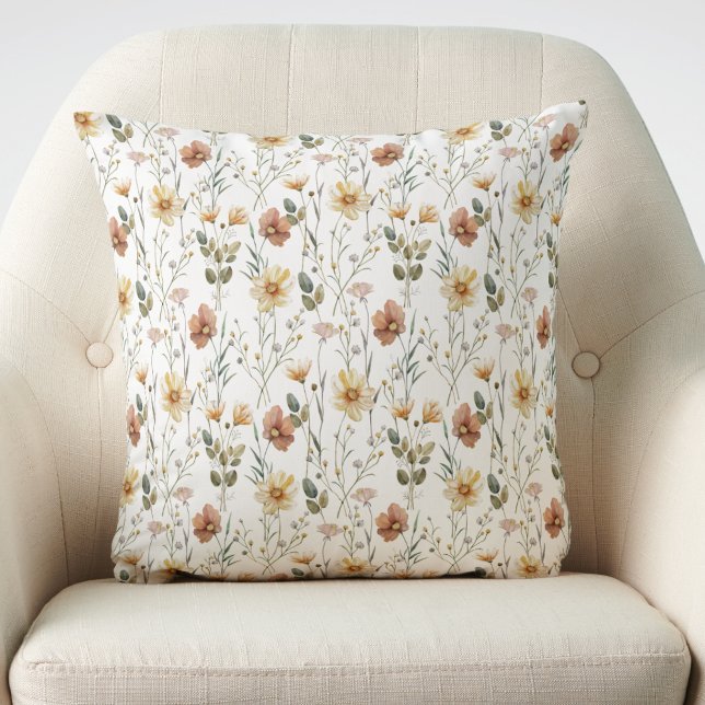 Cojín Decorativo Boho Acuarela Flor Silvestre (Subido por el creador)