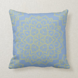 Cojín Decorativo Boho amarillo y azul Mandala Pillow