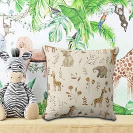 Cojín Decorativo Boho Animales de la jungla beige blanca