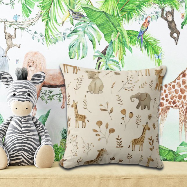Cojín Decorativo Boho Animales de la jungla beige blanca (Subido por el creador)