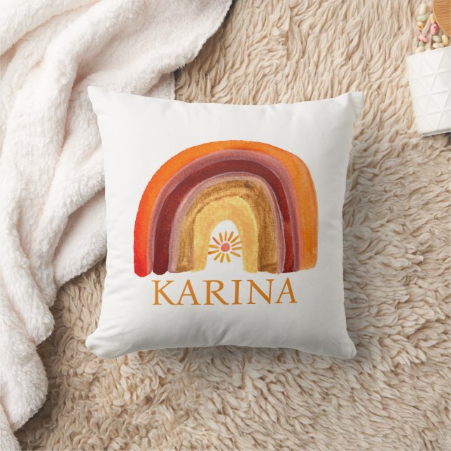 Cojín Decorativo Boho arcoiris Bohemia Naranja de sol bebé lindo (Manta)