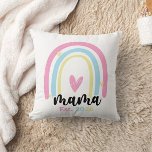 Cojín Decorativo Boho Arcoíris Personalizado Mama Año de Fundación