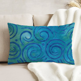 Cojín Decorativo Boho Batik Blue Green Spirals Pattern