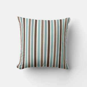Cojín Decorativo Boho Blanco Azul Marrón Rayas Geométricas