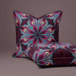 Cojín Decorativo Boho Bloom en Burdeos
