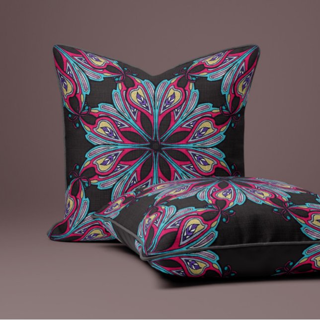 Cojín Decorativo Boho Bloom en Café Marrón (Subido por el creador)