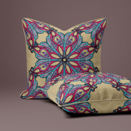 Cojín Decorativo Boho Bloom en cálido dorado