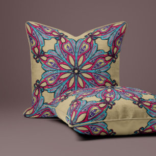 Cojín Decorativo Boho Bloom en cálido dorado