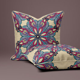 Cojín Decorativo Boho Bloom en Crema Suave