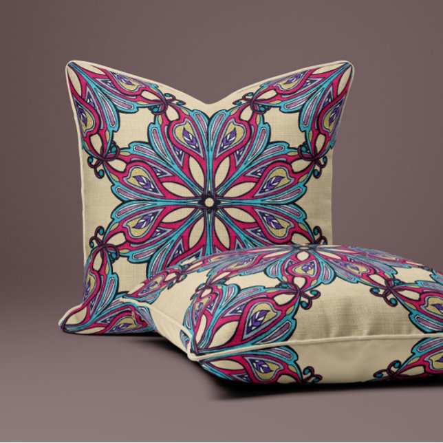 Cojín Decorativo Boho Bloom en Crema Suave (Subido por el creador)