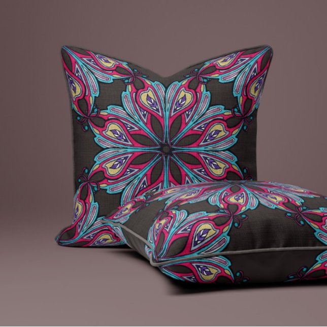 Cojín Decorativo Boho Bloom en Mocha Marrón (Subido por el creador)