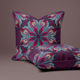 Cojín Decorativo Boho Bloom en Vino de Ciruela