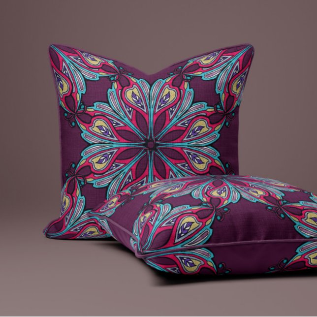 Cojín Decorativo Boho Bloom in Plum Wine (Subido por el creador)