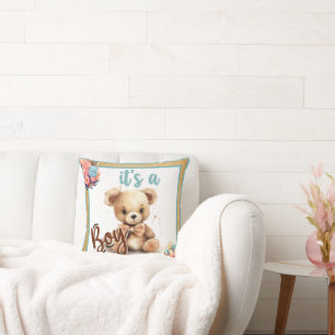 Cojín Decorativo Boho Blue Bear Baby Shower