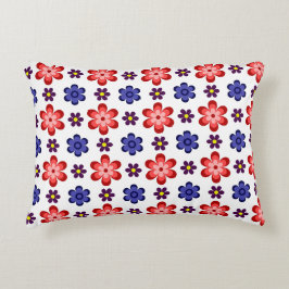 Cojín Decorativo Boho Blue Purple Red Flowers Accent Pillow