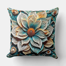 Cojín Decorativo Boho Botanical Zentangle Floral Throw Pillow 
