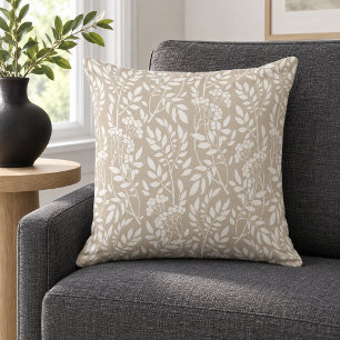 Cojín Decorativo Boho Botánico Blanco Follaje Beige