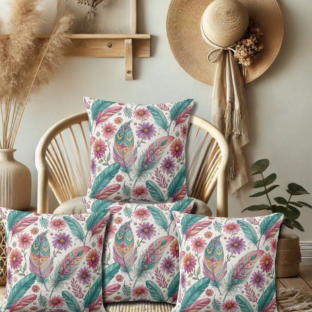 Cojín decorativo Boho Bright Feathers (Subido por el creador)