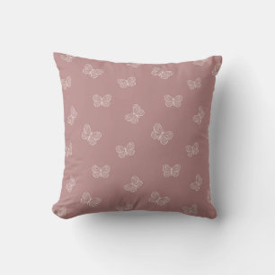 Cojín Decorativo Boho Butterfly Moderno Bebé Niña Rosa Suave Malva