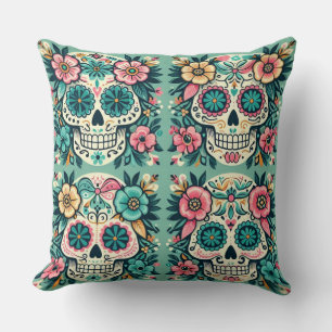 Cojín Decorativo Boho Calaveras de Azúcar