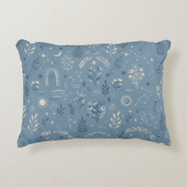 Cojín Decorativo Boho Celestial Botánico Polvoriento Azul Acogedor