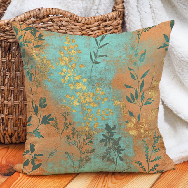 Cojín Decorativo Boho Chic Suroeste Rústico Terracota Turquesa (Rustic Southwestern Boho Chic Terracotta Turquoise Throw Pillow)