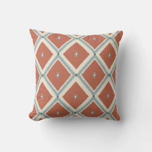 Cojín Decorativo Boho Chic Terracota y Geométrico Ikat Índigo Pat