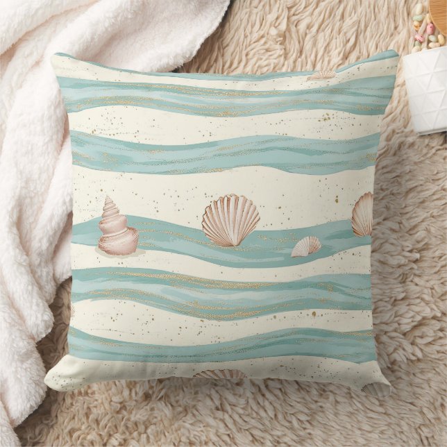 Cojín Decorativo Boho Coastal Seashell Wave Pattern (3) (Manta)