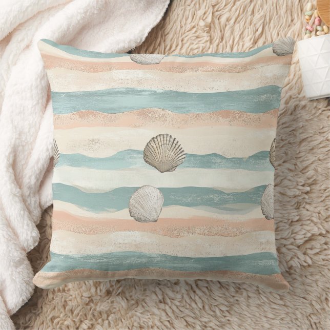 Cojín Decorativo Boho Coastal Seashell Wave Pattern (5) (Manta)